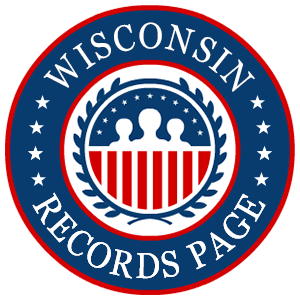 A red, white, and blue round logo with the words Wisconsin Records Page